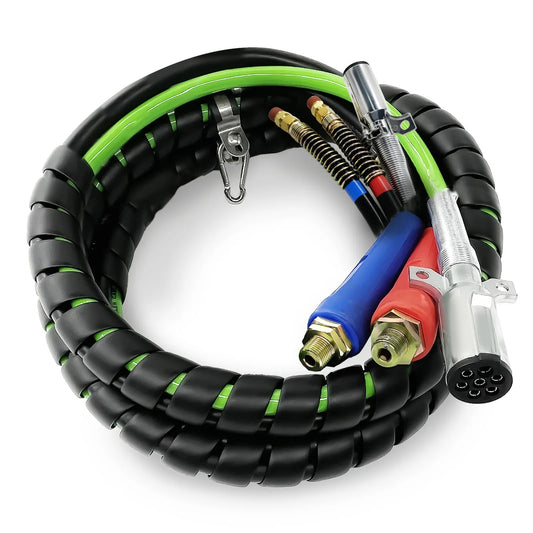 Truck & Trailer Power And Air Line 3-IN-1 Wrap ABS Cord And Air Hoses 15FT