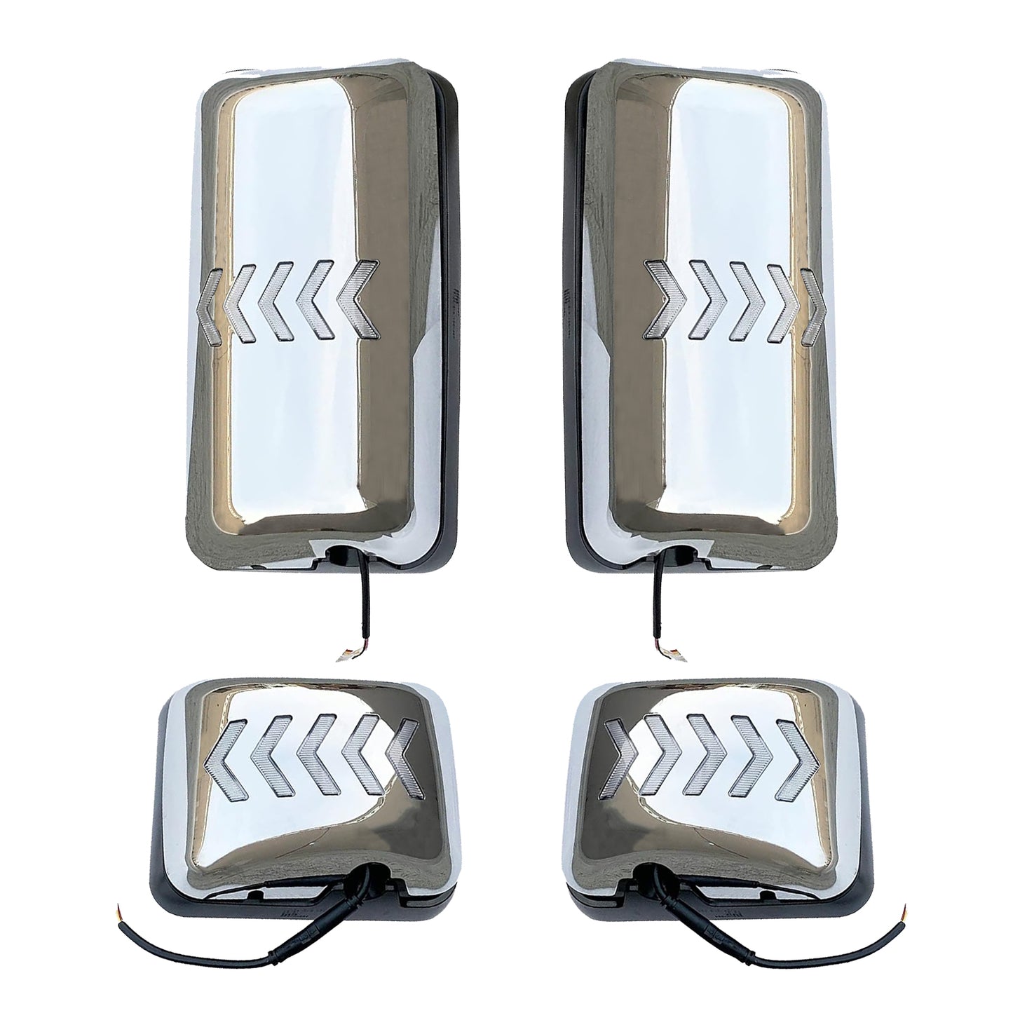 Hino Sequential LED Signal Upper & Lower Door Mirrors Set Chrome 2008-2021