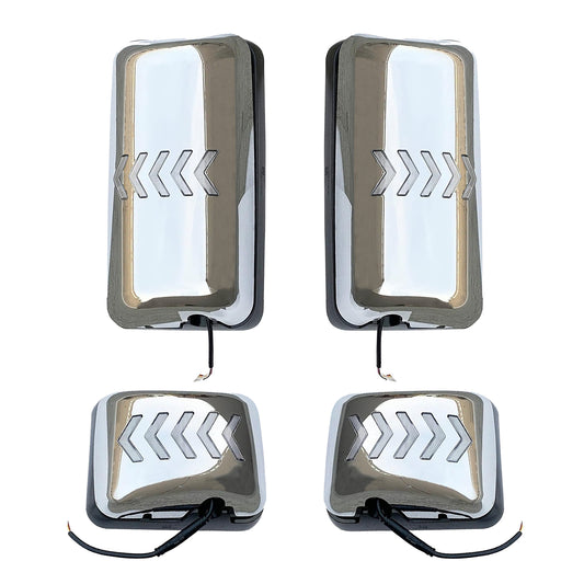 Hino Sequential LED Signal Upper & Lower Door Mirrors Set Chrome 2008-2021