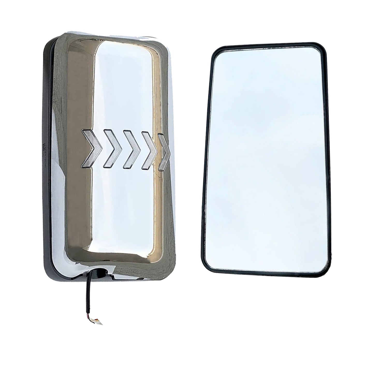 Hino Sequential LED Signal Upper & Lower Door Mirrors Set Chrome 2008-2021