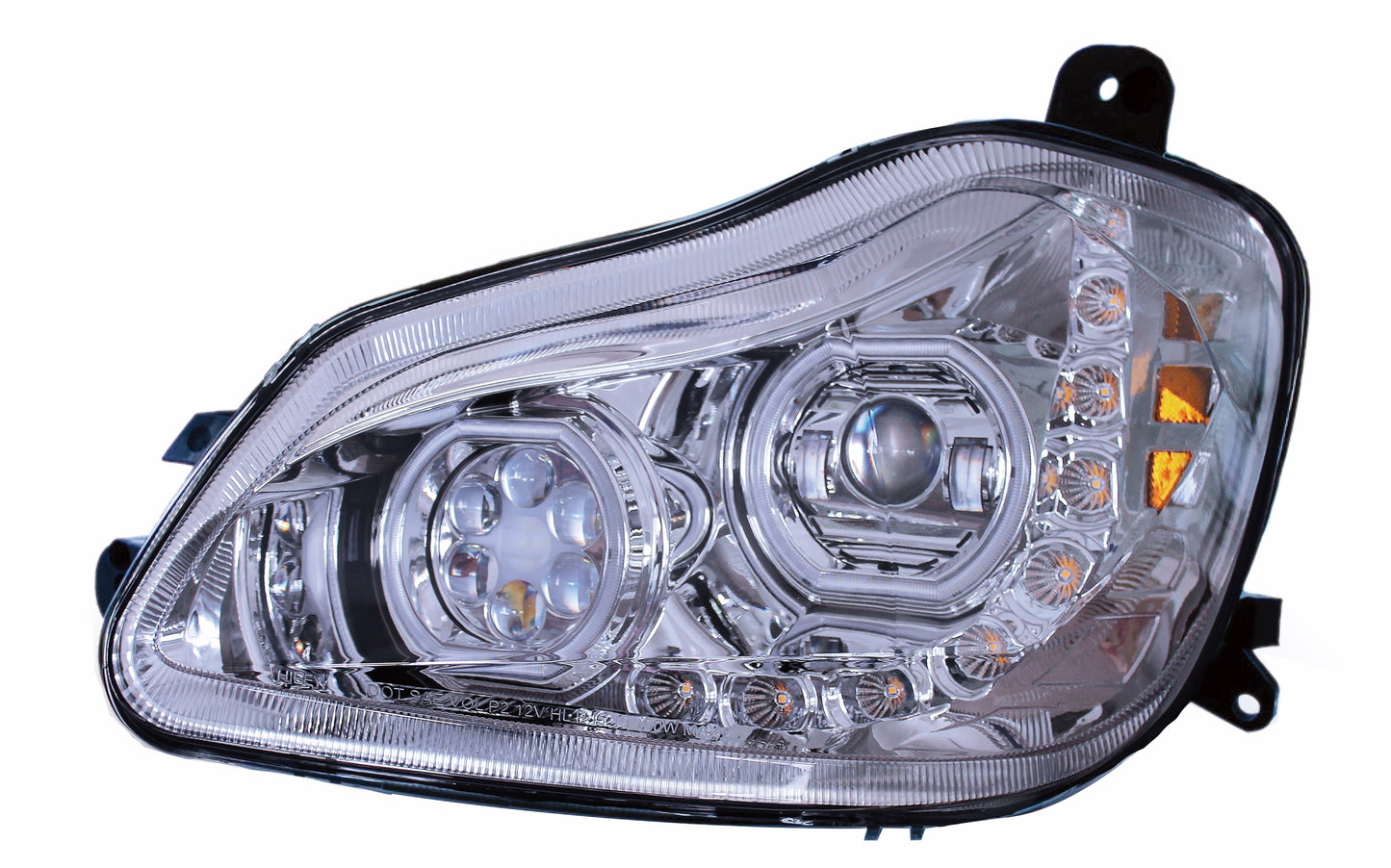 Kenworth T680 Full LED Headlights Sequential Turn Signals Chrome/Black Pair 2013-2020