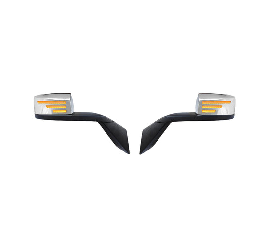 Volvo VN/VNL LED Turn Signal Hood Mirror Chrome Pair 2004-2017