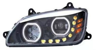 Kenworth T660 Full LED Headlight Chrome/Black Pair 2008-2017