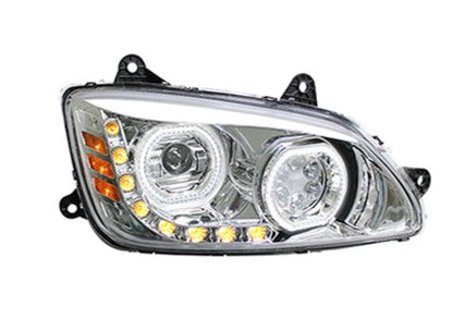 Kenworth T660 Full LED Headlight Chrome/Black Pair 2008-2017