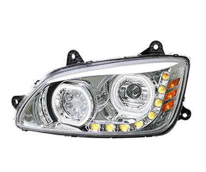 Kenworth T660 Full LED Headlight Chrome/Black Pair 2008-2017