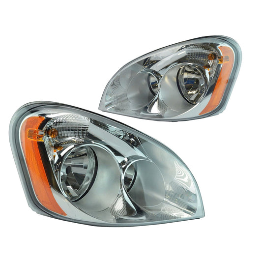 Freightliner Cascadia 2008-2017 Headlights HALOGEN Headlamps Chrome