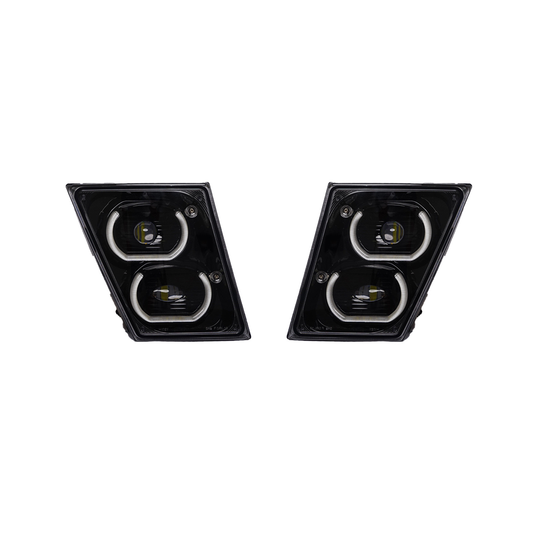 Volvo VNL Fog Light Full LED Fog Lamps Black Housing Pair 2004-2017