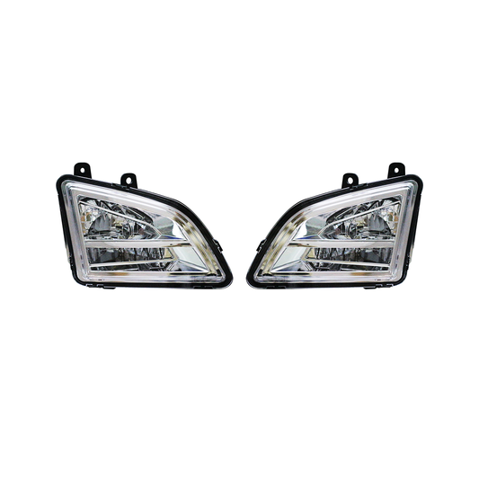 Volvo VNL Fog Light Full LED Fog Lamps Chrome Housing Pair 2018+