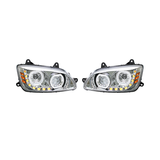 Kenworth T660 Full LED Headlight Chrome/Black Pair 2008-2017