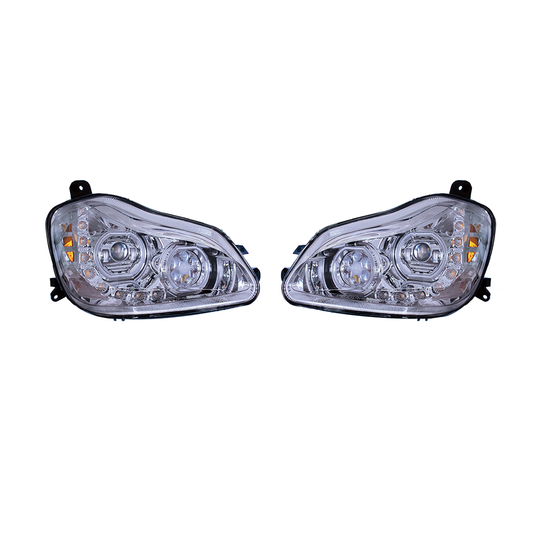 Kenworth T680 Full LED Headlights Sequential Turn Signals Chrome/Black Pair 2013-2020