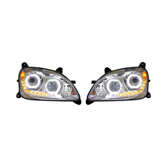 Peterbilt 579 587 Full LED Headlights Sequential Turn Signals Chrome/Black Pair 2011-2020